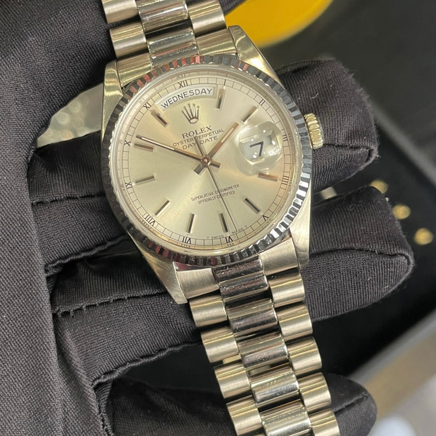 Rolex Day-Date 36 Silver Index Dial on President 118239