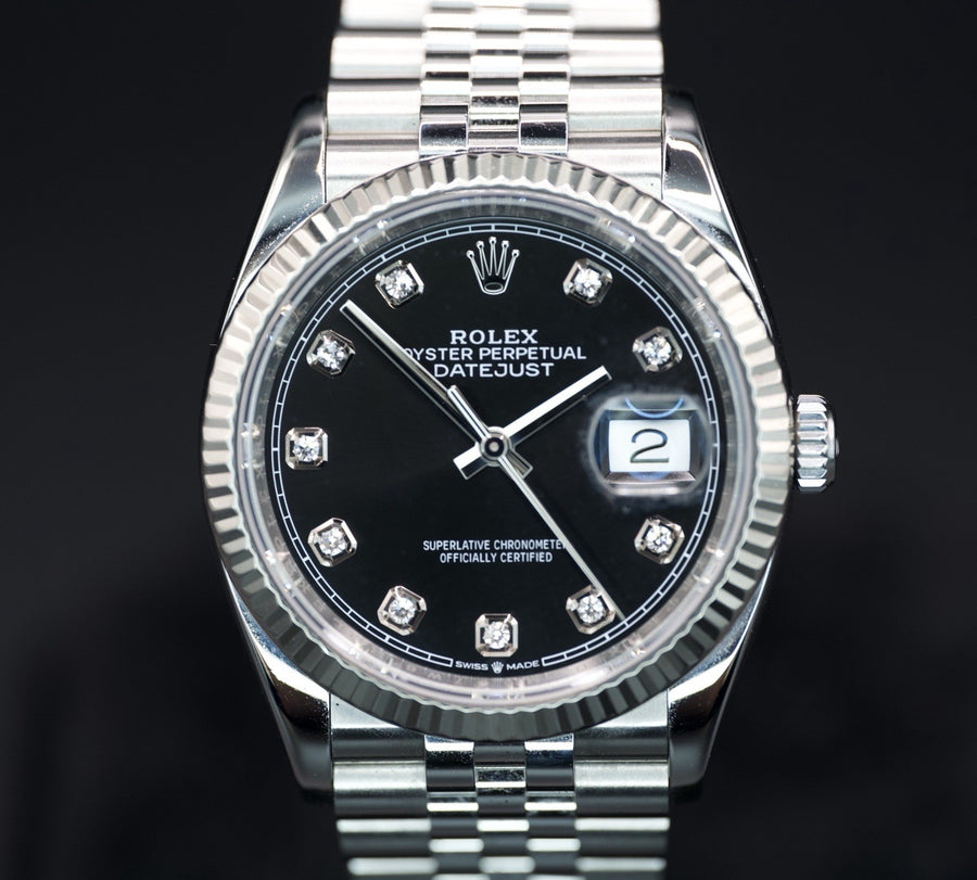 Rolex Datejust 36 126234 Steel Black Diamond Dial Jubilee Watch