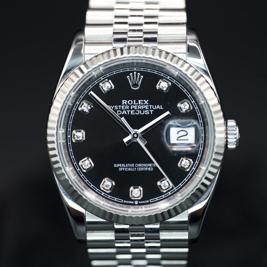 Rolex Datejust 36 126234 Steel Black Diamond Dial Jubilee Watch