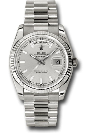 Rolex Day-Date 36 Silver Index Dial on President 118239