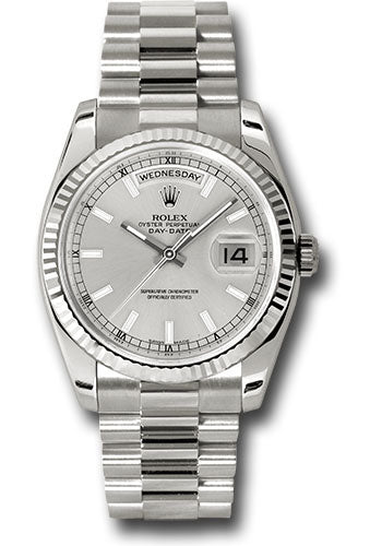 Rolex Day-Date 36 Silver Index Dial on President 118239