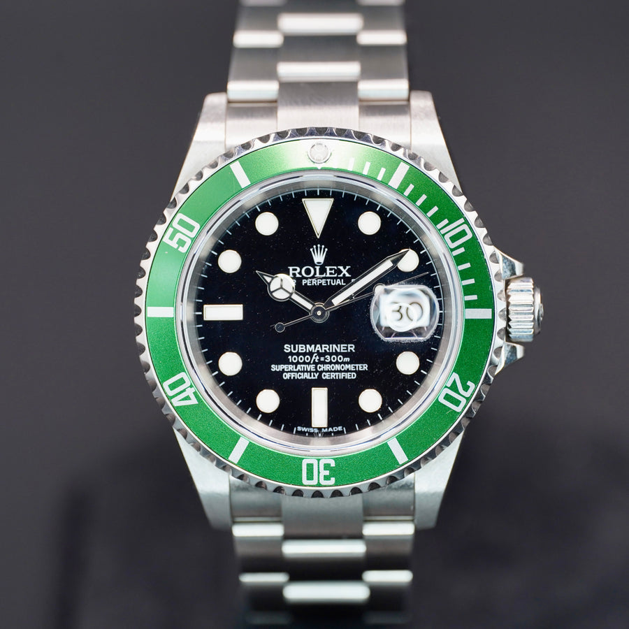 Rolex Submariner 'Kermit' Black Dial on Oyster 16610LV Complete