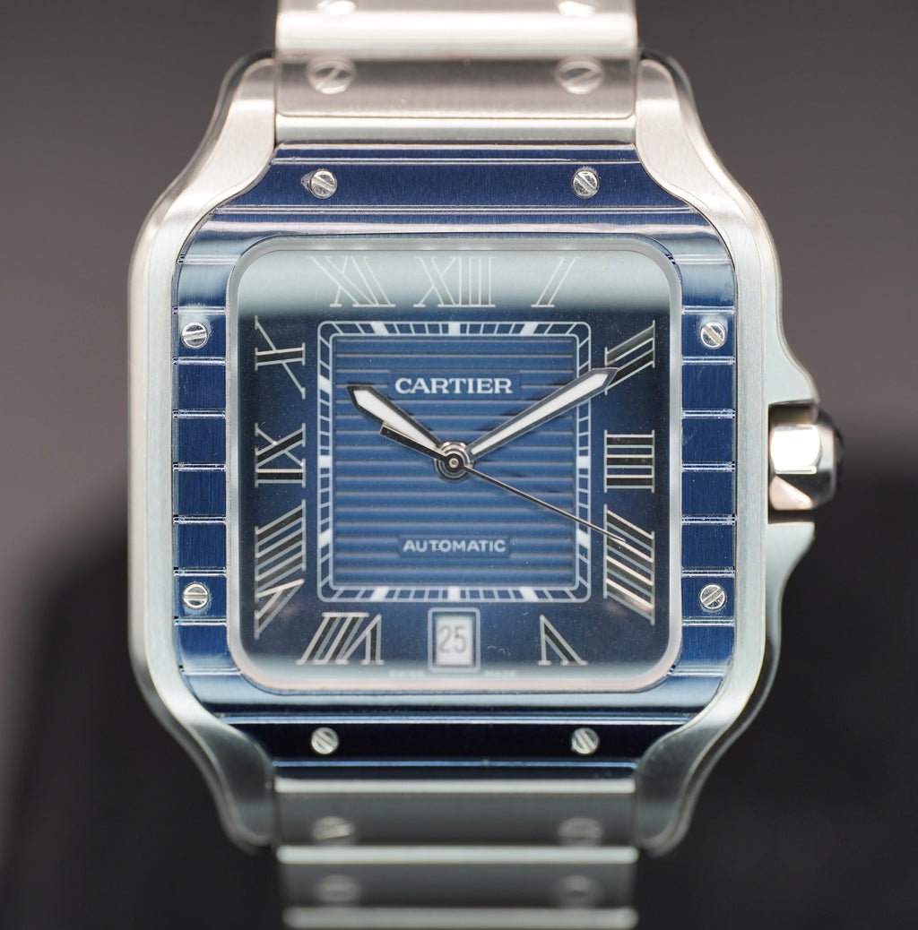 Cartier Santos Blue Dial on WSSA0048 Complete 2022
